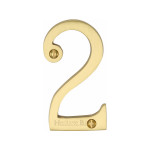 M Marcus Heritage Brass Numeral 2 - Face Fix 76mm Slimline font